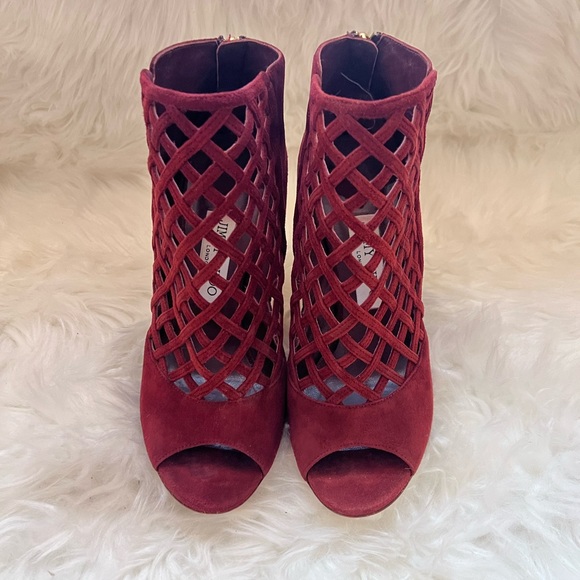 *SOLD* JIMMY CHOO Logo Dane Open Toe Caged Suede Booties - Picture 5 of 12